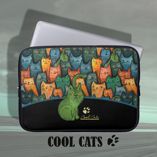 Housse Pour Ordinateur Portable Cool Motif de chats Carnet de  Coque (Cool Cats Pattern Laptop Notebook Bag Case)