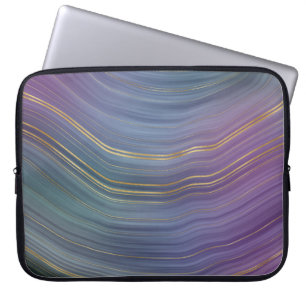 Housse Pour Ordinateur Portable Cool Strata Belle Agate bleu violet et or