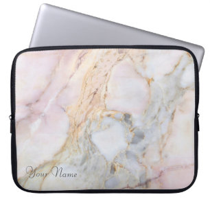 Housse Pour Ordinateur Portable Coque d'ordinateur portable en marbre gris or Rose
