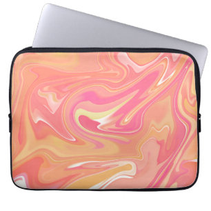 Housse Pour Ordinateur Portable Coque d'ordinateur portable en marbre orange