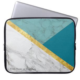 Housse Pour Ordinateur Portable Coque d'ordinateur portable en marbre Turquoise et