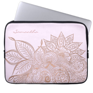 Housse Pour Ordinateur Portable Coque d'ordinateur portable Rose Gold Floral Manda
