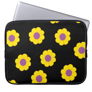 Housse Pour Ordinateur Portable Coque Ordinateur Portable Noir Avec Motif Fleurs J