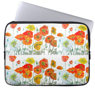 Housse Pour Ordinateur Portable Coquelicot Fleur de pavot rouge orange jaune aquar