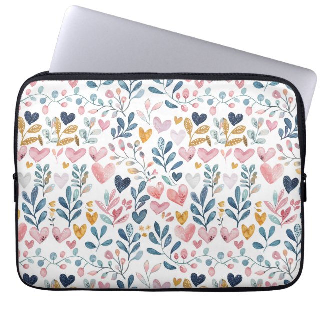 Housse Pour Ordinateur Portable Corações em aquarela (Devant)