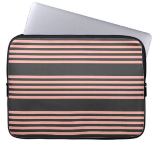 Housse Pour Ordinateur Portable Corail et charbon de bois cinq bandes motif
