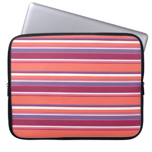 Housse Pour Ordinateur Portable Corail vivant, bandes rouge et violet