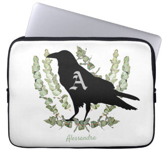 Housse Pour Ordinateur Portable Corbeau Monogramme Esprit Animal Eucalyptus