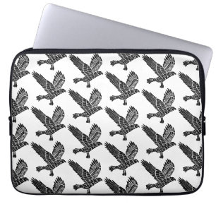 Housse Pour Ordinateur Portable Corbeau noir et blanc Coupe Lino