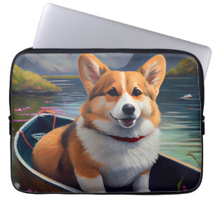 Housse Pour Ordinateur Portable Corgi sur une pagaie : une aventure Pittoresque