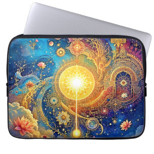Housse Pour Ordinateur Portable Cosmic Sun Mandala Art