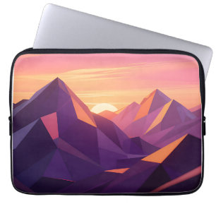 Housse Pour Ordinateur Portable Coucher de soleil géométrique sur une montagne Low