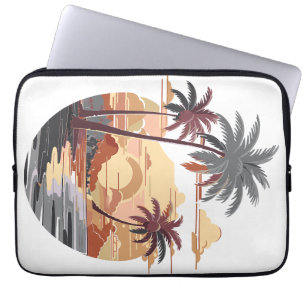 Housse Pour Ordinateur Portable Coucher de soleil hawaïen avec palmier.