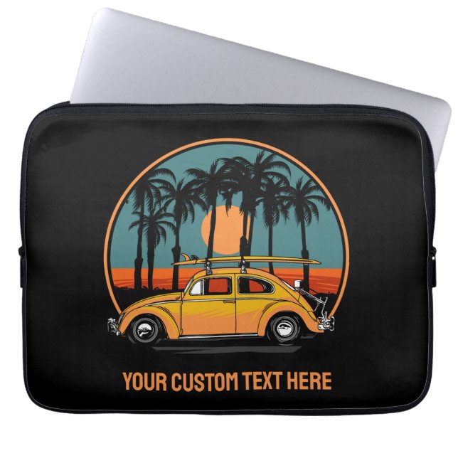 Housse Pour Ordinateur Portable Coucher de soleil Tropical de texte personnalisé (Devant)