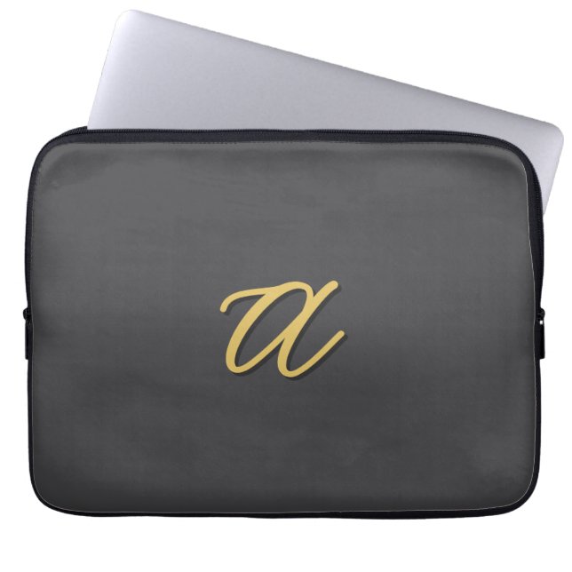 Housse Pour Ordinateur Portable Couleur Or Gris Monogramme Professionnel (Devant)