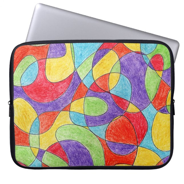 Housse Pour Ordinateur Portable Couleurs arc-en-ciel Motif de doodle Crayon tiré à (Devant)