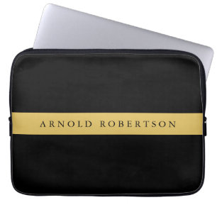 Housse Pour Ordinateur Portable Couleurs d'or noir professionnel minimaliste tenda