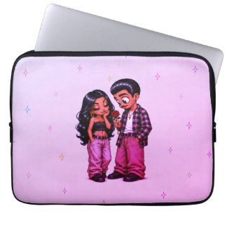 Housse Pour Ordinateur Portable Couple d'amour chicano Rose romantique rose