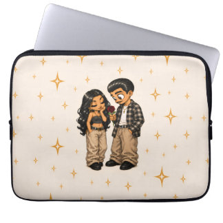 Housse Pour Ordinateur Portable Couple d'amour chicano Rose rouge et étincelles do