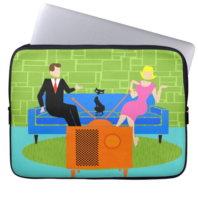 Housse Pour Ordinateur Portable Couple rétro avec manche pour ordinateur portable  (Devant)