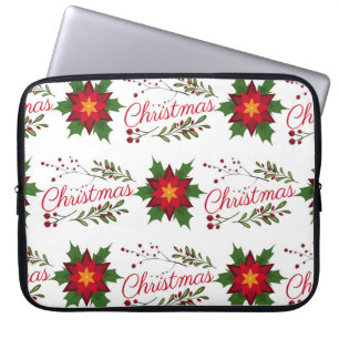 Housse Pour Ordinateur Portable Courbe fleurie de Noël motif floret holi