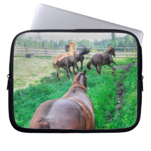 Housse Pour Ordinateur Portable Courir Pinto Peinture Gelding & Stallions châtaign