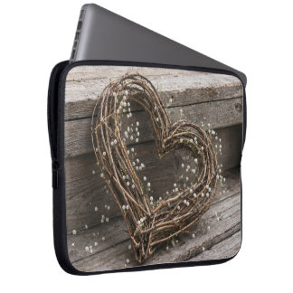 Housse Pour Ordinateur Portable Couronne de vigne en forme de cœur avec baby's bre
