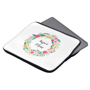 Housse Pour Ordinateur Portable Couronne florale colorée