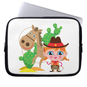 Housse Pour Ordinateur Portable Cow-girl et cheval