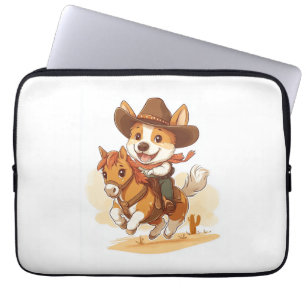 Housse Pour Ordinateur Portable Cowboy Corgi - Western Rodeo Chien