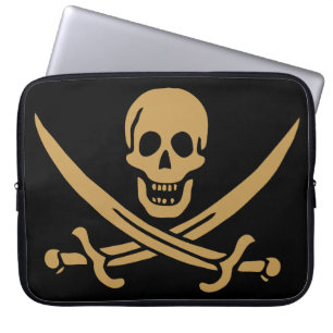 Housse Pour Ordinateur Portable Crâne et Cutlass d'or aztèque Pirate Calico Jack