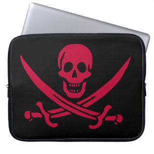 Housse Pour Ordinateur Portable Crâne et épées de Crimson Drapeau pirate de Calico