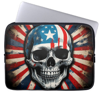 Housse Pour Ordinateur Portable "Crâne patriotique : rébellion des étoiles et des 