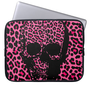 Housse Pour Ordinateur Portable Crâne rose de punk d'impression de peau de léopa