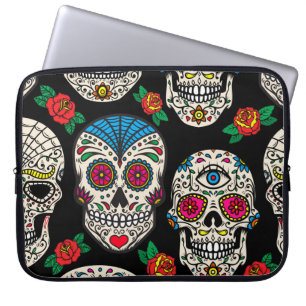 Housse Pour Ordinateur Portable Crânes et Roses mexicains : Conception Vintage