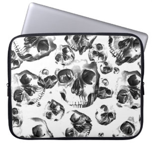 Housse Pour Ordinateur Portable Crânes noir et blanc Motif d'art de crâne de squel