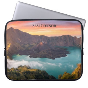 Housse Pour Ordinateur Portable Cratère du volcan Mont Rinjani au lever du soleil