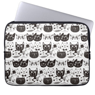 Housse Pour Ordinateur Portable Crazy Cat Faces Pattern