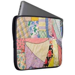 Housse Pour Ordinateur Portable Crazy Patchwork Quilt Avec Zigzag Stitch