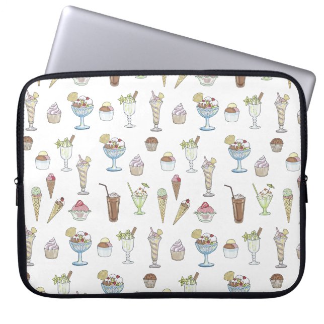 Housse Pour Ordinateur Portable Crème de glace Sundae Motif blanc (Devant)