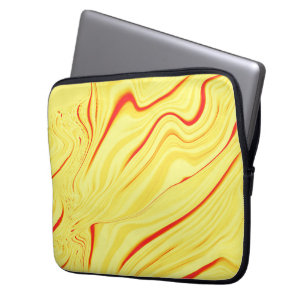 Housse Pour Ordinateur Portable Crème mangue avec trait rouge ou corail courbé