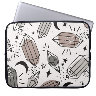 Housse Pour Ordinateur Portable Cristaux, Lune, Étoiles, Design Chevauché.