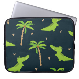 Housse Pour Ordinateur Portable Crocodiles de dessin : Alligator Palms Motif.