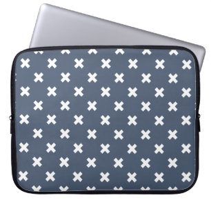 Housse Pour Ordinateur Portable Croix blanches sur bleu-gris