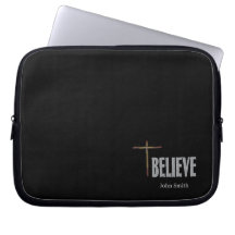 Croix chrétienne Believe Nom personnalisé Noir