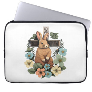 Housse Pour Ordinateur Portable Croix de Pâques Lapin de Pâques Rabin