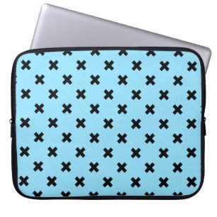 Housse Pour Ordinateur Portable Croix noire sur le bleu bébé