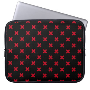 Housse Pour Ordinateur Portable Croix rouge coutures sur noir