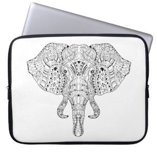 Housse Pour Ordinateur Portable Croquis de griffonnage de tête d'éléphant
