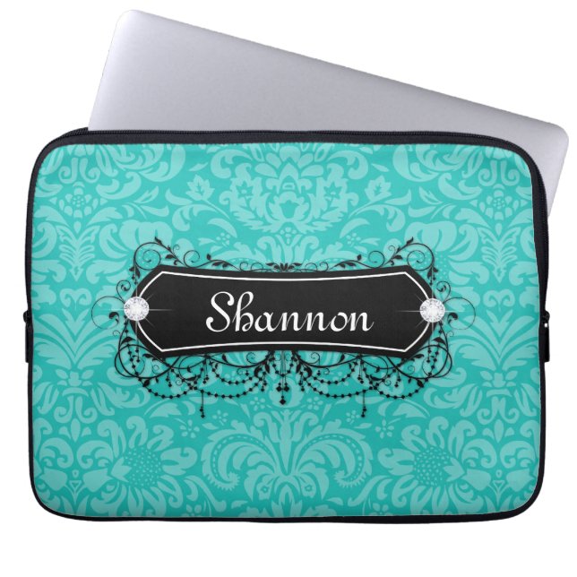 Housse Pour Ordinateur Portable Cru floral de monogramme de cool de caisse (Devant)